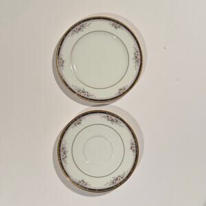 Vintage Noritake Ontario 3763 Japan 6” 6.5” Plate Set of 2 Floral Gold Rim China